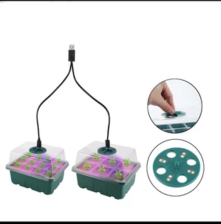 Набір міні-парник - 2 шт, високий, на 6 комірок, з лампами для рослин