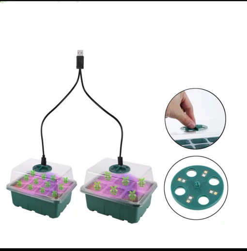 Набір міні-парник - 2 шт, високий, на 6 комірок, з лампами для рослин